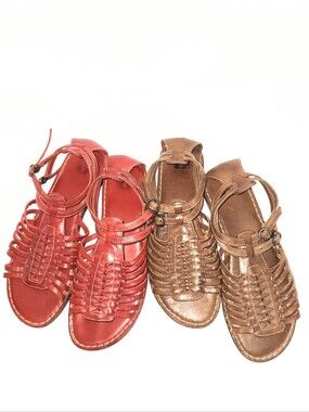 2 Pairs! Frye Kayla Huarache Sandals Leather Gladiator Brown & Red Size 8.5